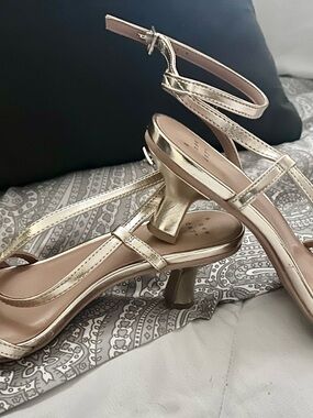 a new day Gold Metallic Strappy Mid-Heel Sandals